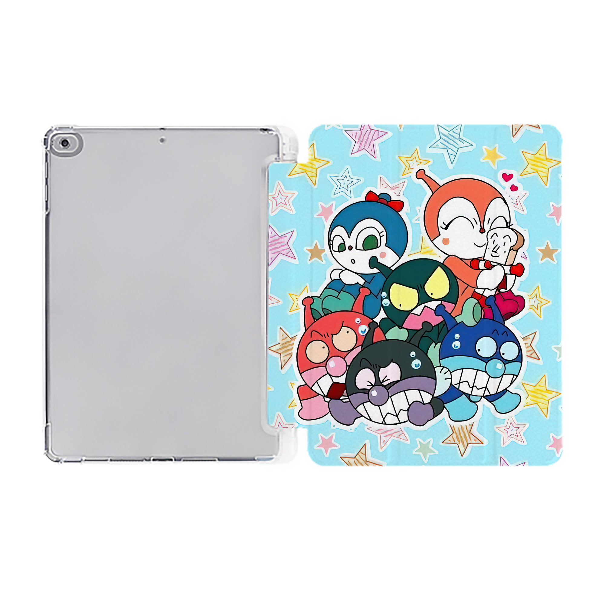 （画像用） アンパンマン Anpanman IPad ケース ペン収納付き 三つ折りスタンド PUレザー×シリコン 対応機種9.5/10.5/10.9インチ